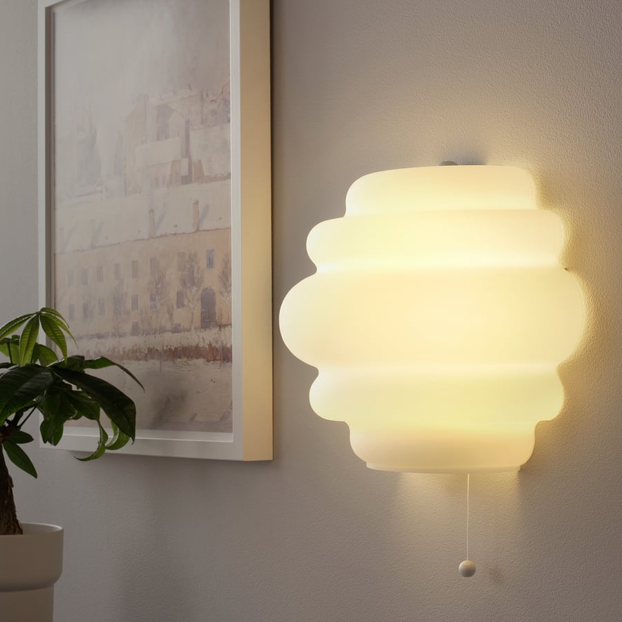 VÅGLÄNGD wall lamp, wiredin installation, frosted glass white IKEA