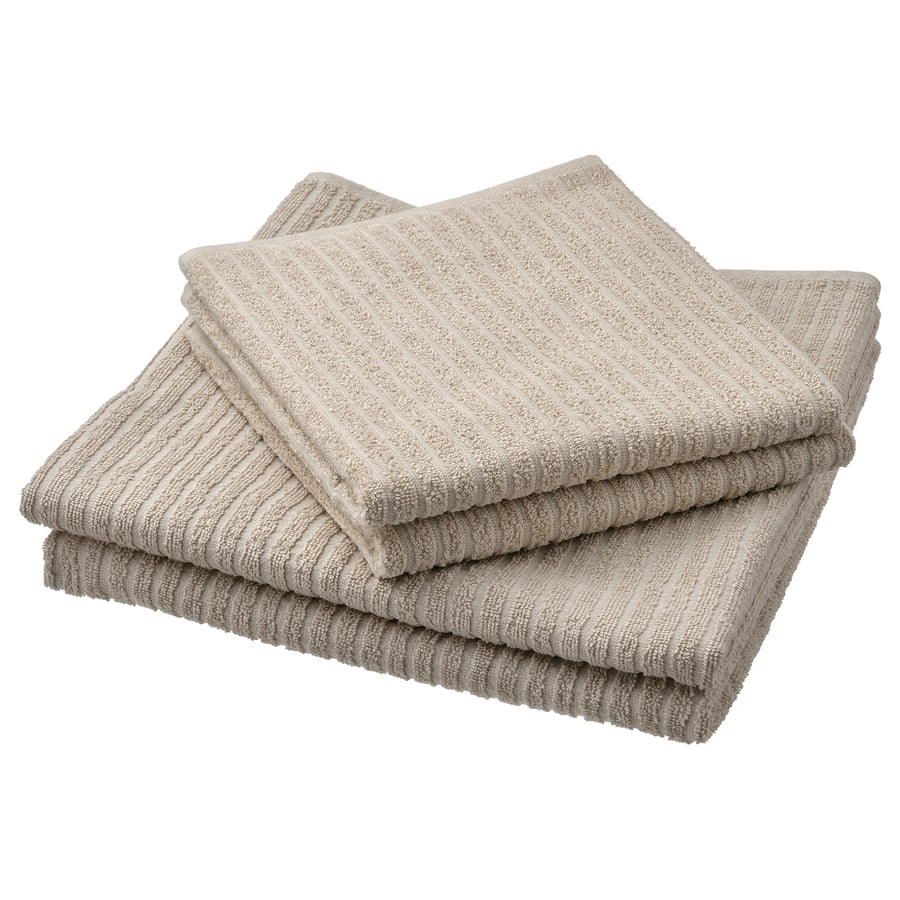 VÅGSJÖN Light Beige Cotton Hand Towel/ Bath Towels Set - IKEA UK