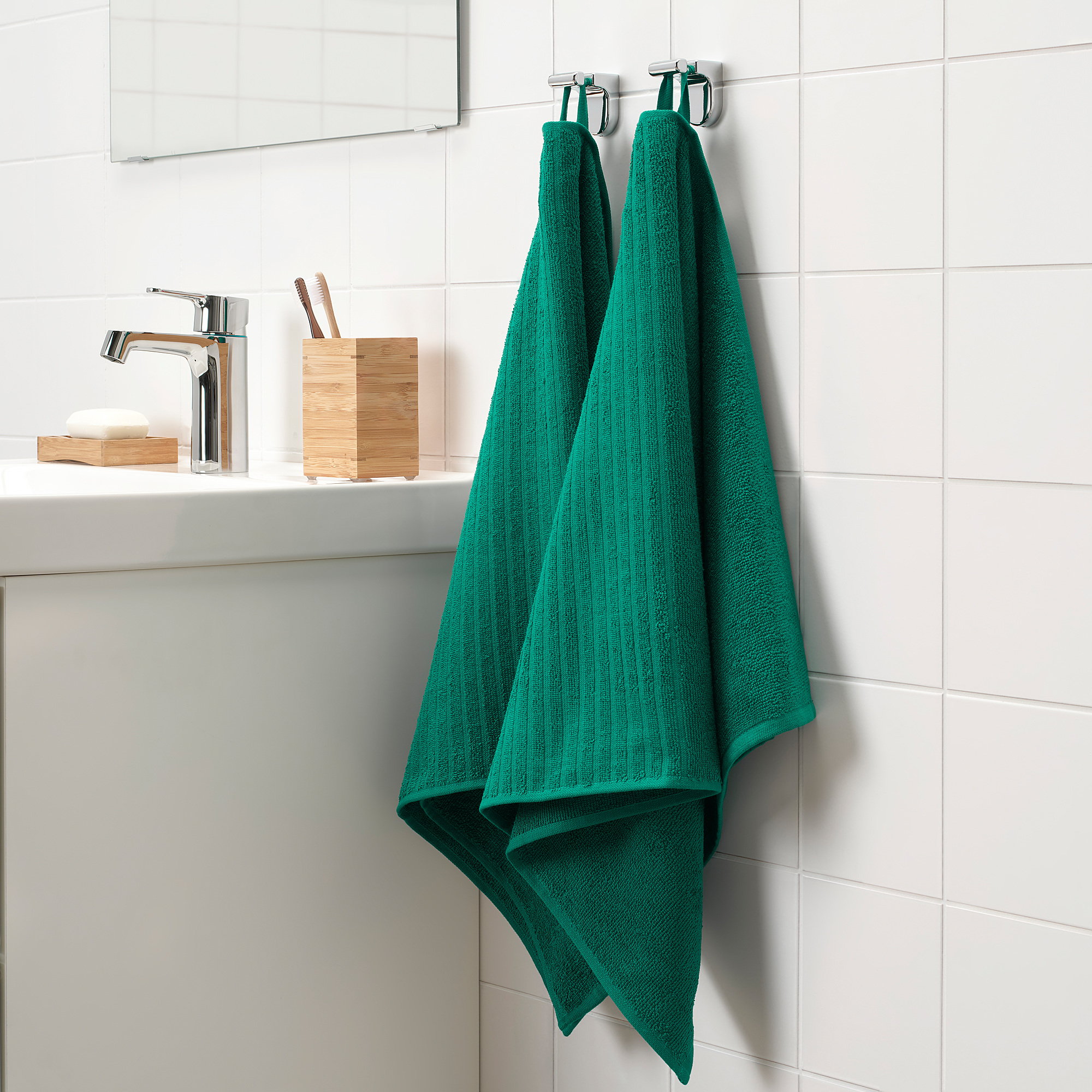 VÅGSJÖN dark green, Hand towel, 50x100 cm IKEA