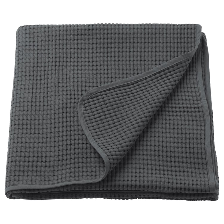 VÅRELD Dark Grey Cotton Bedspread, 230x250 cm IKEA
