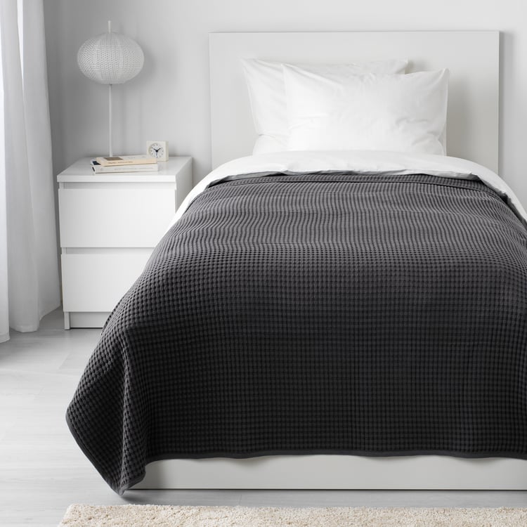 VÅRELD Dark Grey Cotton Bedspread, 150x250 cm IKEA