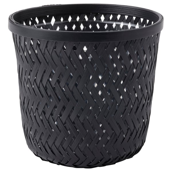 VATTENMELON Plant pot, black, 12 cm