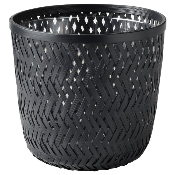 VATTENMELON Plant pot, black, 15 cm