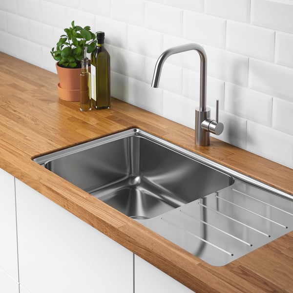 VATTUDALEN Inset sink, 1 bowl with drainboard - stainless ...
