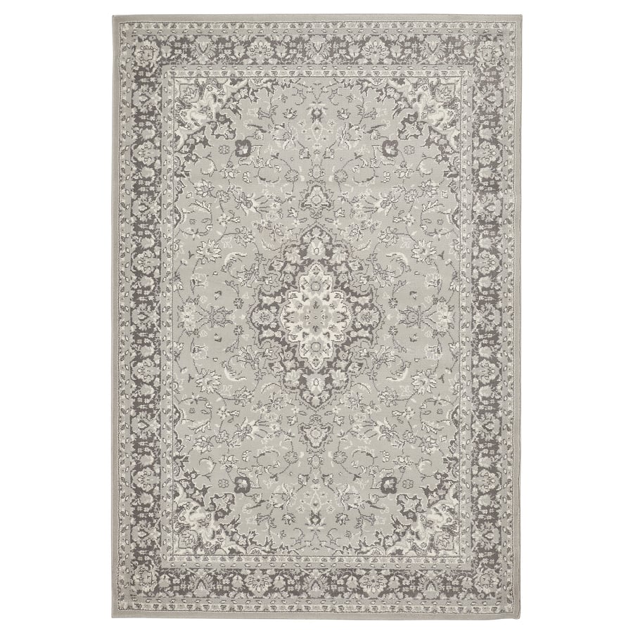 VEDBÄK light grey, floral pattern rug, 133x195 cm IKEA