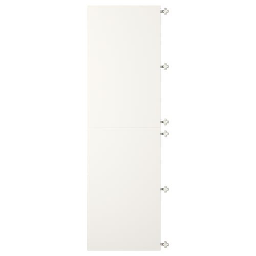 White cabinet with five hinges, rectangular shape, minimalist design.