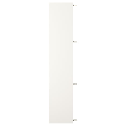 White VEDDINGE cabinet with hinged door, made from fibreboard and painted with polyurethane and acrylic.