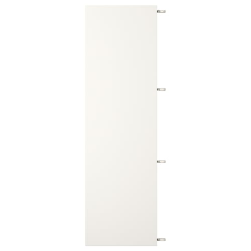 White vertical cabinet, modern design. Four hinges with damper. Fibreboard and polyurethane finish.