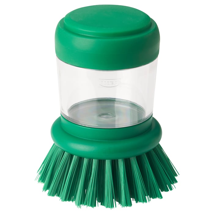 VIDEVECKMAL dishwashing brush with dispenser, bright green IKEA