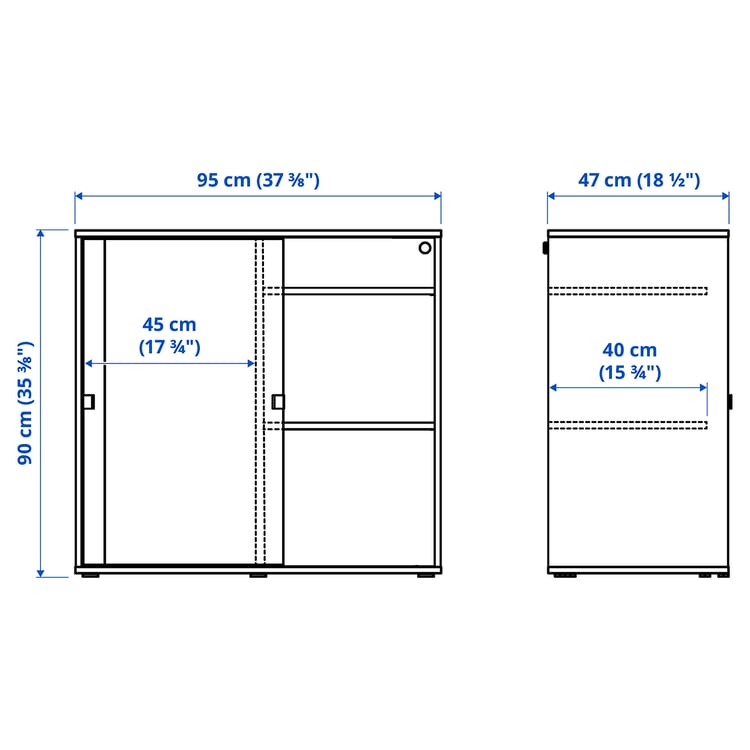 VIHALS with sliding doors, white, 95x47x90 cm IKEA