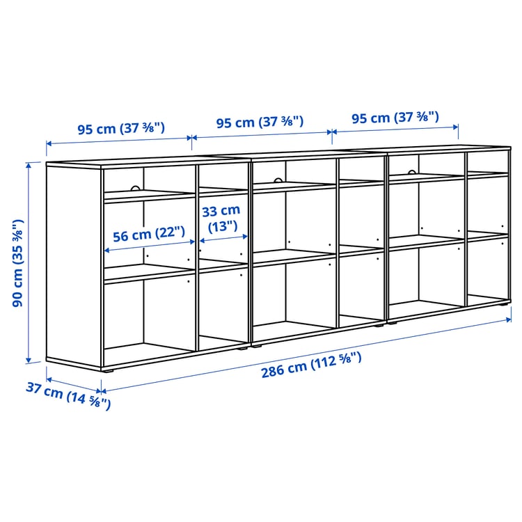 VIHALS shelving combination, white, 286x37x90 cm IKEA