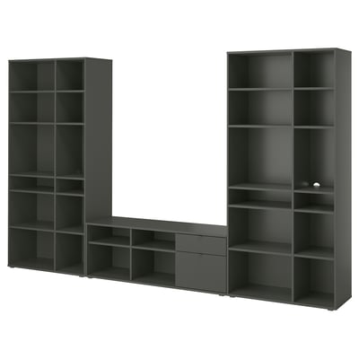 VIHALS TV/storage combination, dark grey, 337x37x200 cm