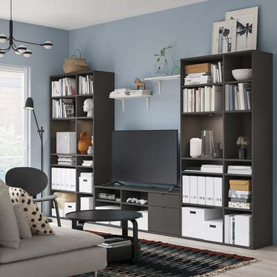 VIHALS TV/storage combination, dark grey, 337x37x200 cm