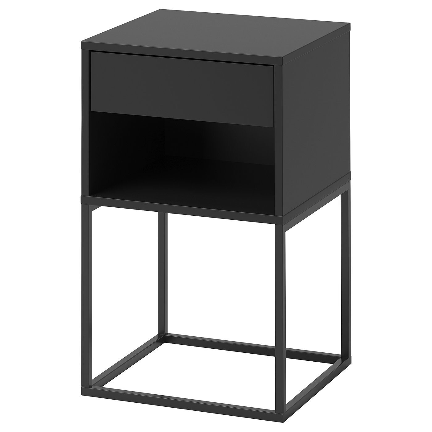 VIKHAMMER bedside table, black, 40x39 cm - IKEA UK