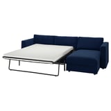 VIMLE 3-seat sofa-bed with chaise longue, Djuparp dark blue