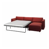 VIMLE 3-seat sofa-bed with chaise longue, Djuparp red-brown