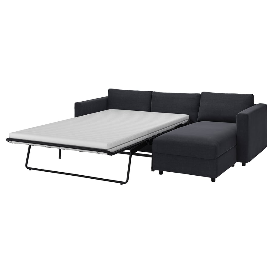 VIMLE 3 seater sofa bed with chaise longue, Saxemara blackblue IKEA