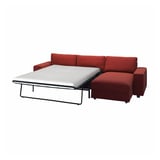 VIMLE 3-seat sofa-bed with chaise longue, with wide armrests/Djuparp red-brown