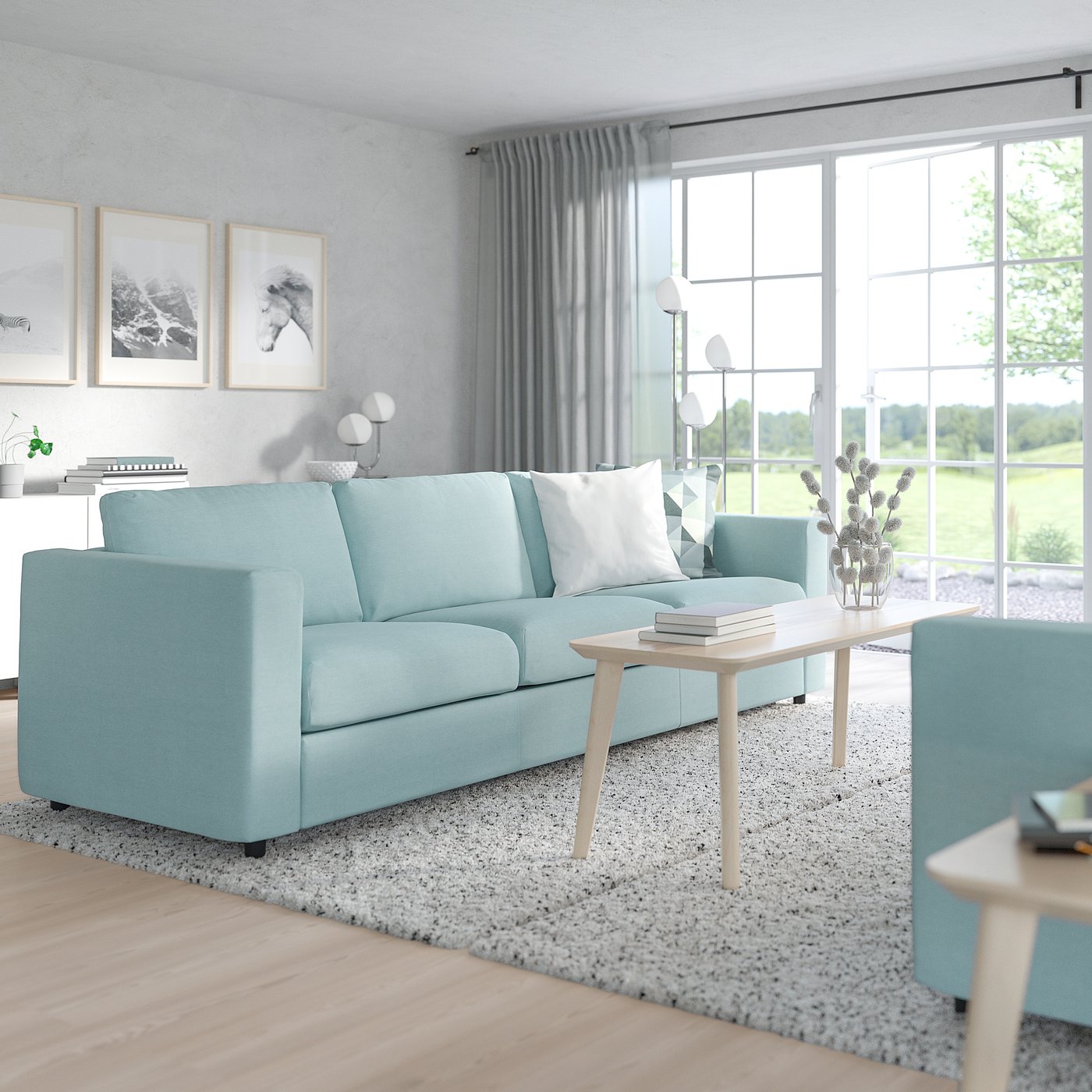 baby blue sofa