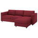 VIMLE 3-seat sofa, with chaise longue/Lejde red/brown