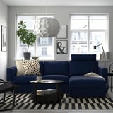 VIMLE 3-seat sofa with chaise longue, with headrest Djuparp/dark blue
