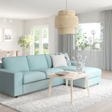 VIMLE 3-seat sofa with chaise longue, with wide armrests Saxemara/light blue