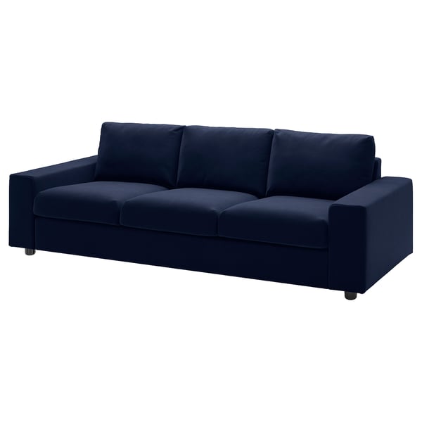 VIMLE 3-seat sofa, with wide armrests/Djuparp dark blue