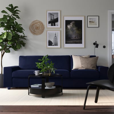 VIMLE 3-seat sofa, with wide armrests/Djuparp dark blue