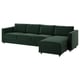 VIMLE 4-seat sofa, with chaise longue/Djuparp dark green