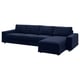 VIMLE 4-seat sofa with chaise longue, with wide armrests/Djuparp dark blue