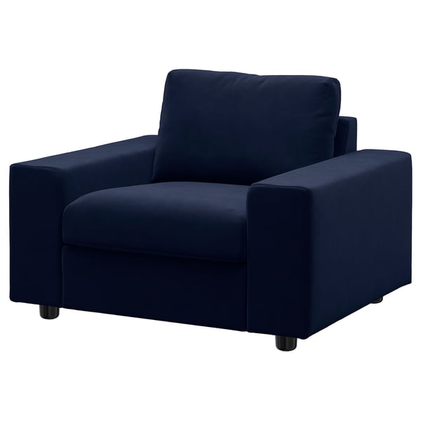 VIMLE Armchair, with wide armrests/Djuparp dark blue