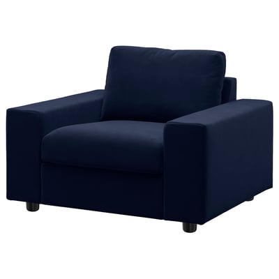 VIMLE Armchair, with wide armrests/Djuparp dark blue