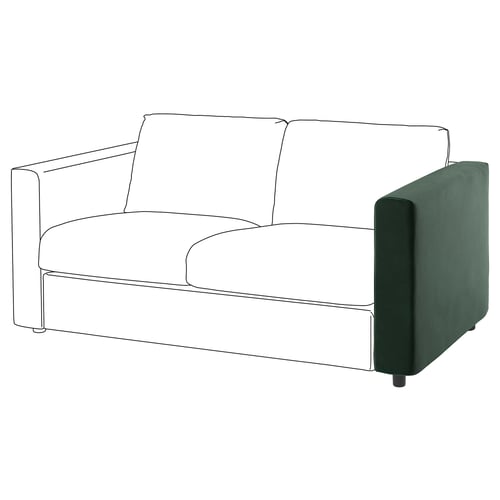 VIMLE sofa, green velvet, modern design, with clean lines, comfortable look.