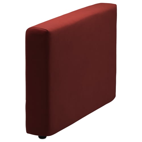 Red VIMLE sofa cushion, modern design, square shape, velvet upholstery.