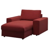 VIMLE Chaise longue, with armrest Djuparp/red-brown