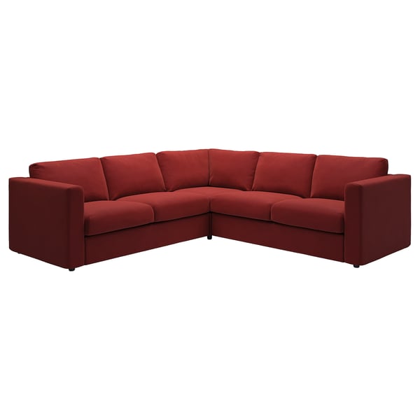 VIMLE Corner sofa, 4-seat, Djuparp red-brown