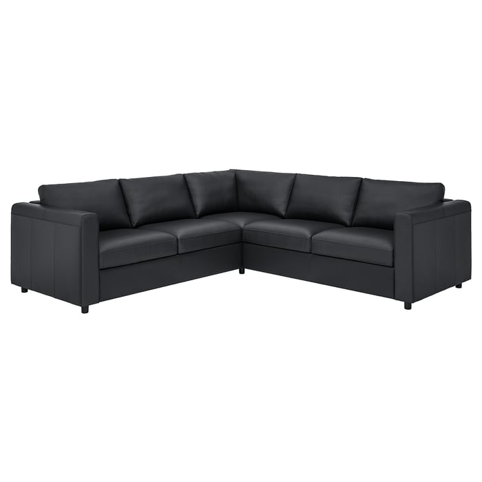 VIMLE corner sofa, 4 seater, Grann/Bomstad black leather IKEA