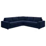 VIMLE Corner sofa, 4-seat, with wide armrests/Djuparp dark blue