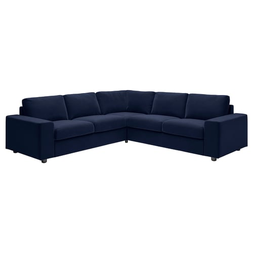 VIMLE dark blue l-shaped sectional sofa with modern minimalist design.