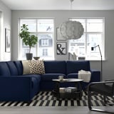 VIMLE Corner sofa, 4-seat, with wide armrests/Djuparp dark blue