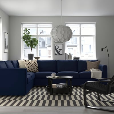 VIMLE Corner sofa, 5-seat, Djuparp dark blue