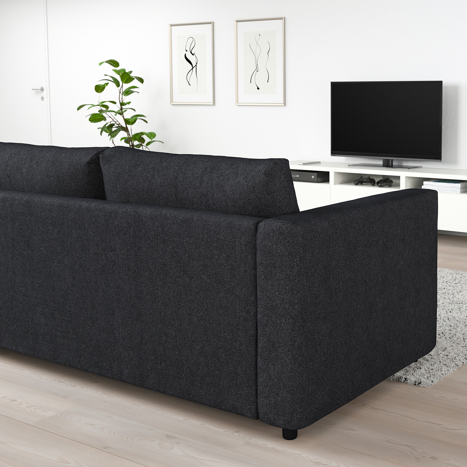 VIMLE with open end/Tallmyra black/grey, Corner sofabed, 4seat IKEA