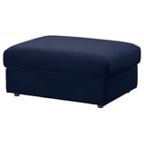 VIMLE Cover for footstool with storage, Djuparp dark blue