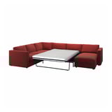 VIMLE Crnr sofa-bed, 5-seat w chaise lng, Djuparp red-brown