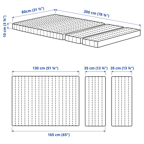 VIMSIG Foam mattress for extendable bed, 80x200 cm