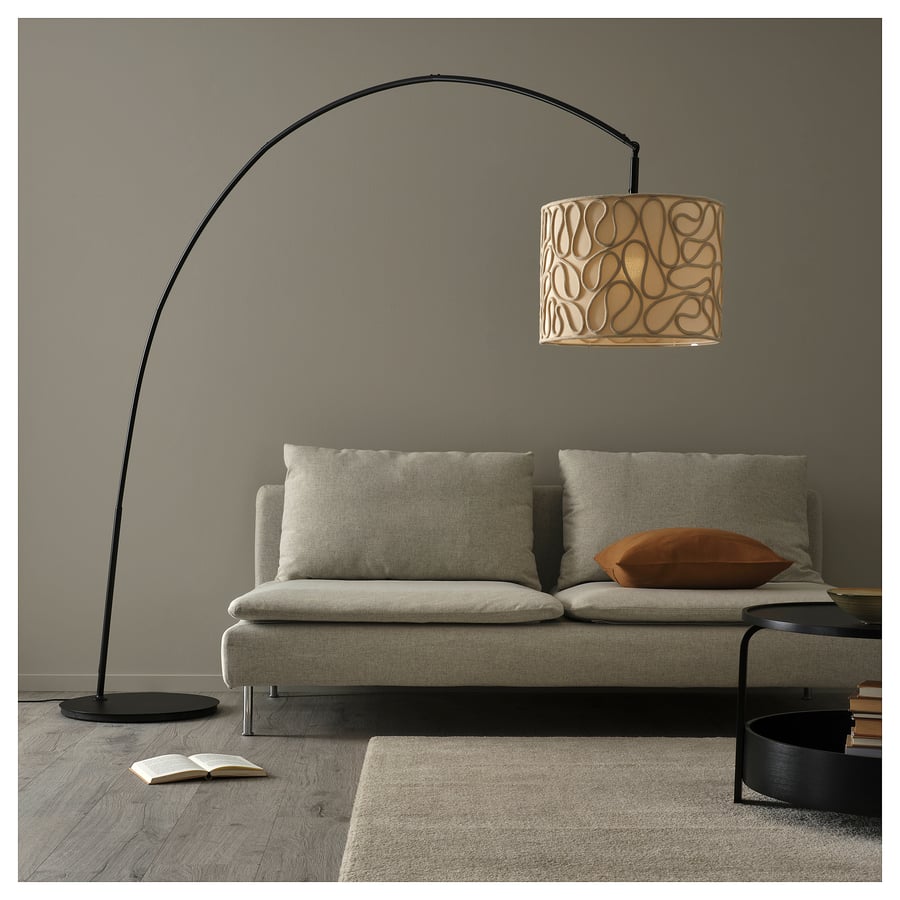 VINGMAST / SKAFTET beige/black, arched floor lamp IKEA