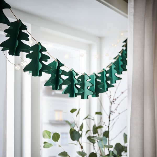 VINTER 2021 Garland, handmade Christmas tree shaped/green, 1.9 m IKEA