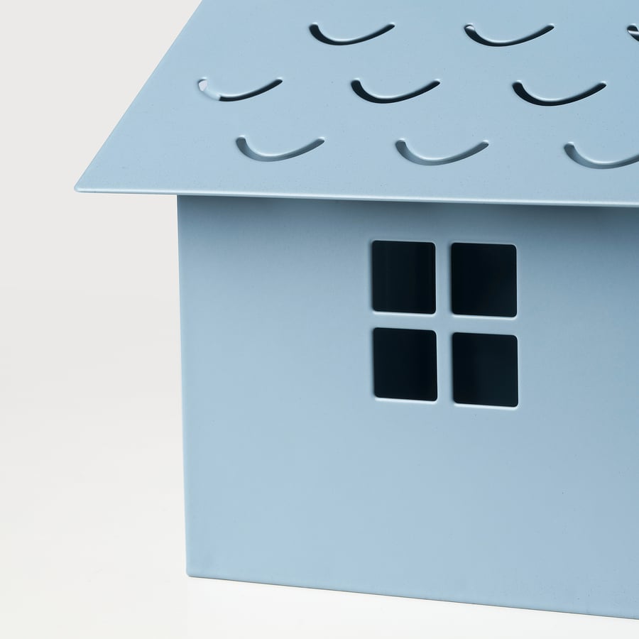 VINTERFEST Tealight holder, house/light blue, 14 cm IKEA