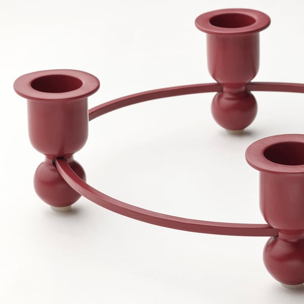 VINTERFINT Candle holder for 4 candles, red, 5 cm IKEA