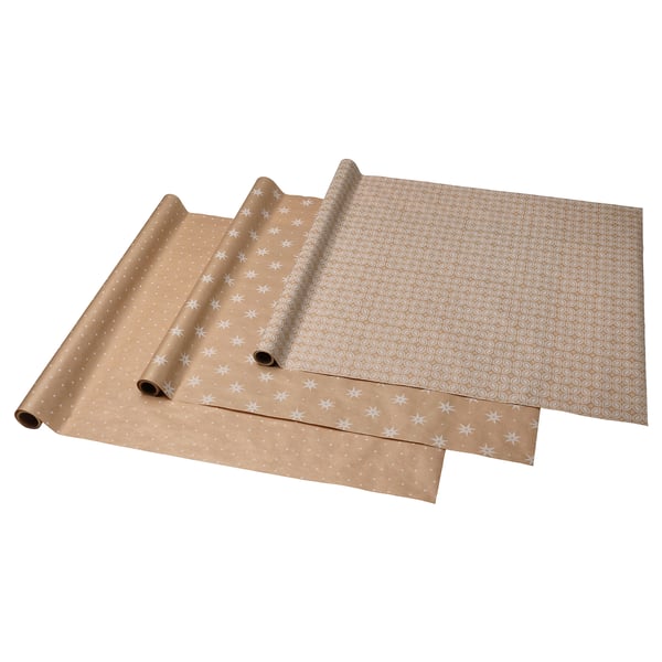VINTERFINT Gift wrap roll, mixed patterns brown, 3x0.7 m IKEA